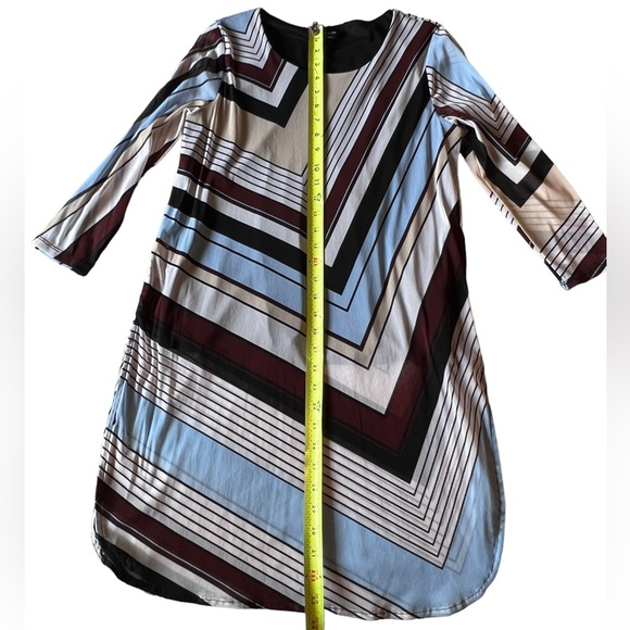 Alfani Women's Chevron Striped Tunic Size M Blue Side Angle Stripe - Picture 7 of 12